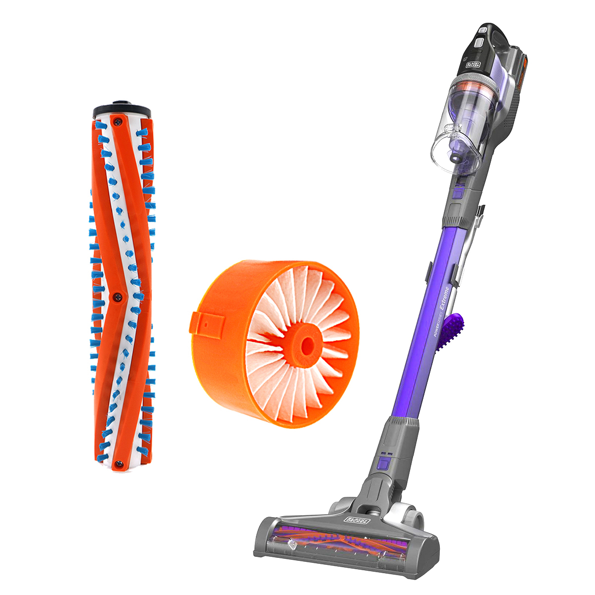 Black+Decker Tool Cordless - Spazzola in cotone con filtro Nero