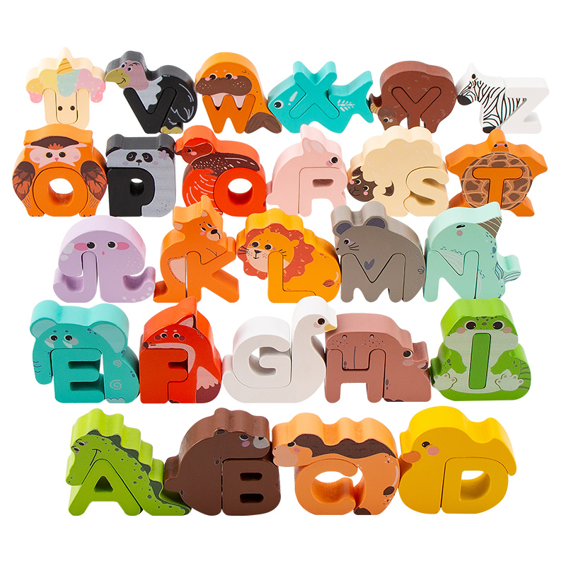 Woodworking Kids Toys - 26 Pezzi di Blocchi Alfabetici in