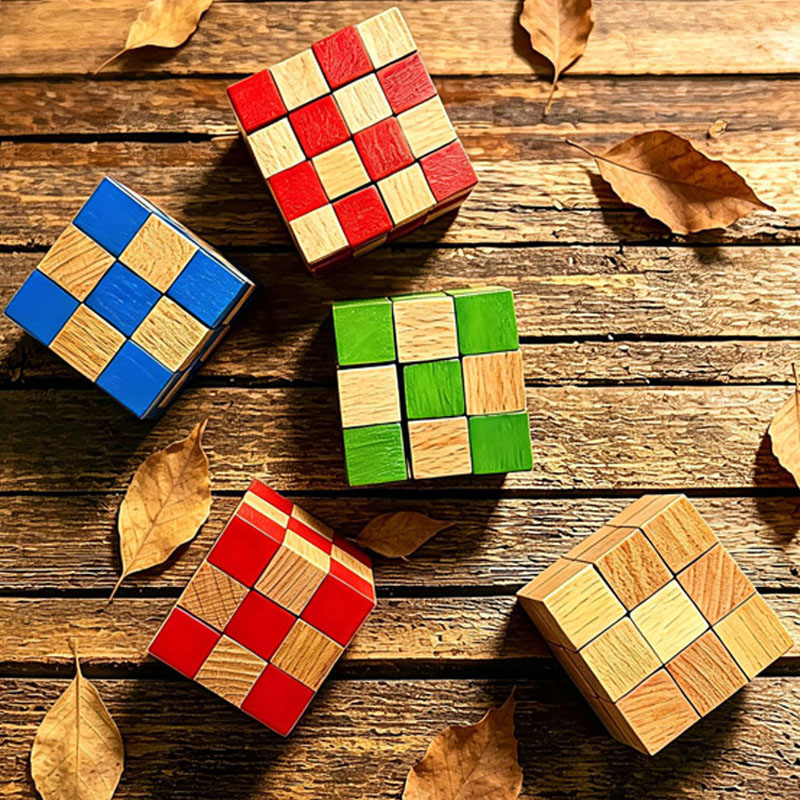 Woodworking Kids Toys - Cubo Quadrato Snake Cube in Legno,