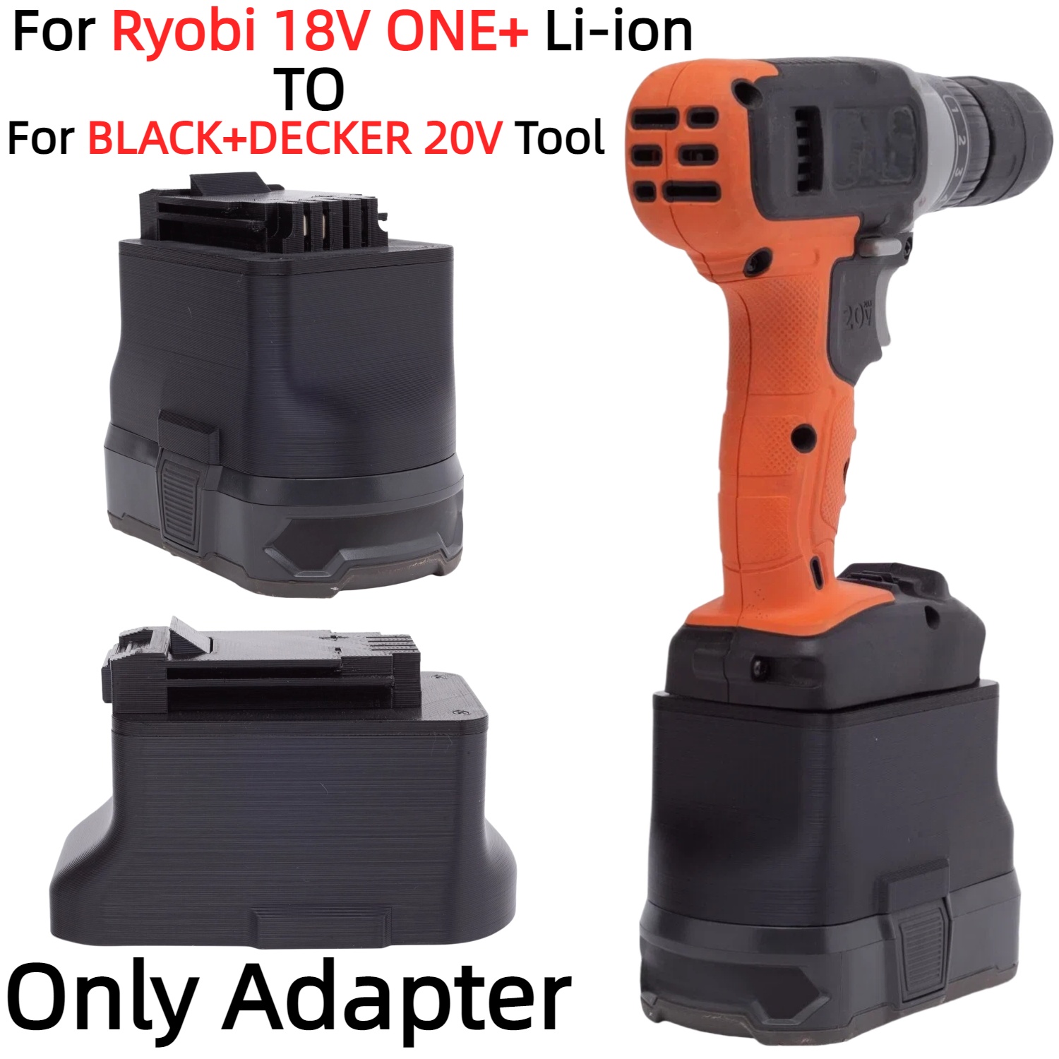 Black+Decker Tool Cordless - Adattatore per Batteria Ryobi 18V ONE+
