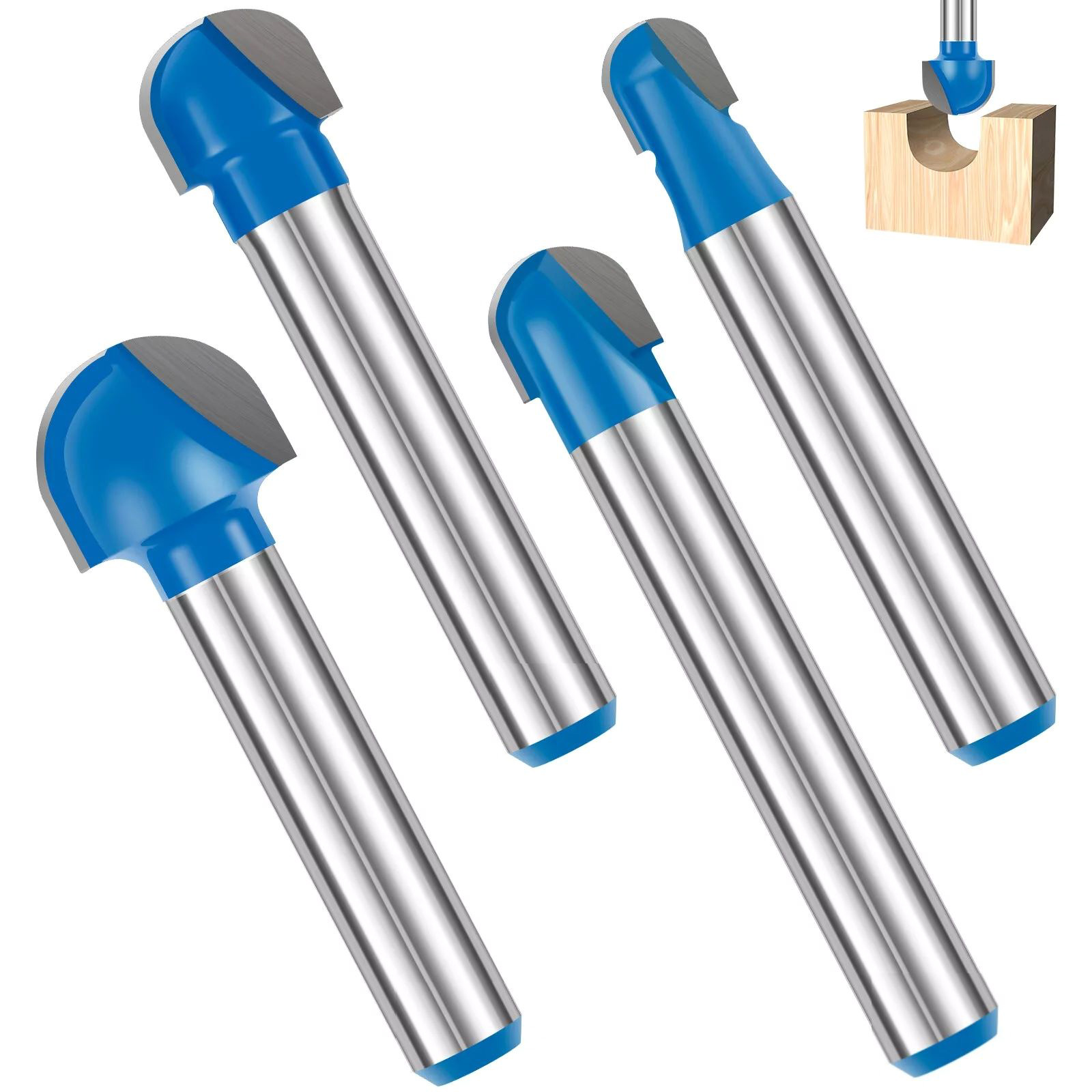 Set di 4 frese a punta tonda c - Woodworking Kickback recensione e prezzo