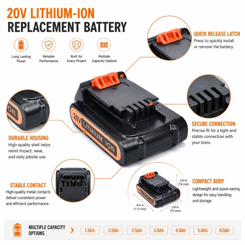 Batteria di Ricambio 20V 6.0Ah - Black+Decker Tool Cordless recensione e prezzo